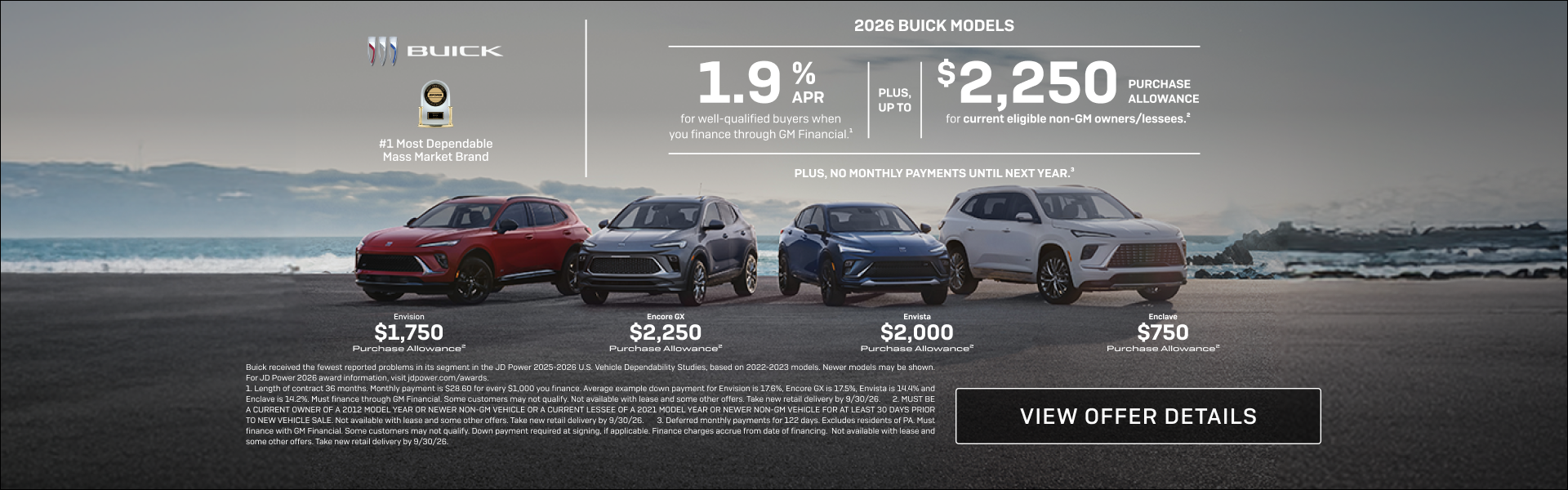 1.9% APR 
FOR WELL-QUALIFIED BUYERS when you finance through GM Financial.1

Plus, up to $2,250 P...
